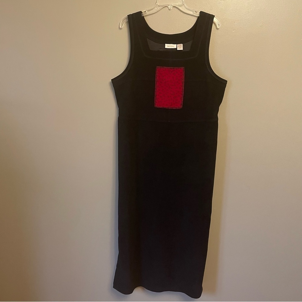 Vintage 90s Y2K MOSAIC tan jumper dress black red Size 10